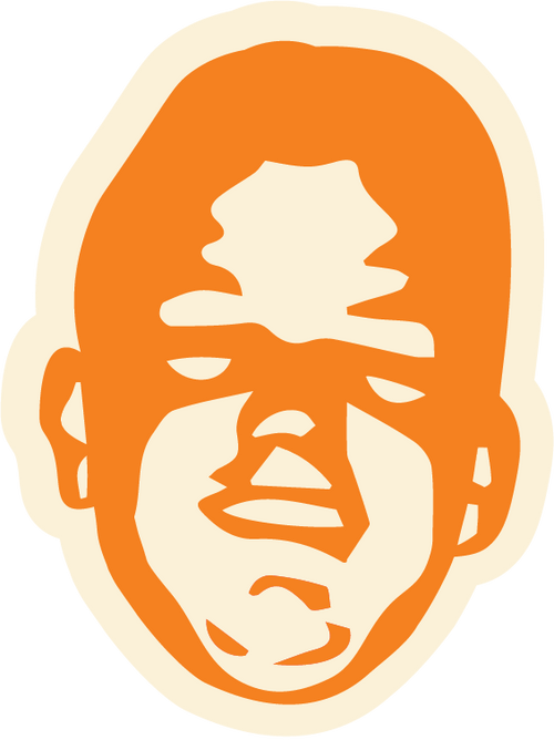 Logo du menu supérieur de Big Mig, tête orange et blanc cassé png