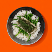 Big Mig dill cod with rice and green beans, high-protein ready-to-eat meal delivered across Quebec.